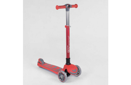 Самокат триколісний 92606 Best Scooter, ЧЕРВОНИЙ, складне алюмінієве кермо, 4 колеса PU зі світлом, d = 12 см