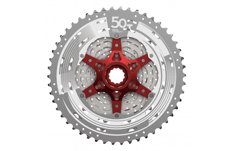 Касета 11-k 11-51T SUN RACE MX8 MTB, алюмінієвий павук, Metallic Silver