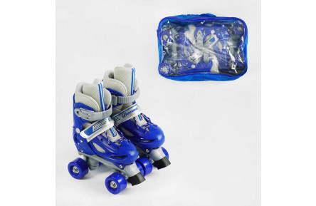 Ролики 7386-S розмір 31-34 колір СИНІЙ, колеса PVC, устілка 18.5-20 см, d колес – 4.5 см, в сумці