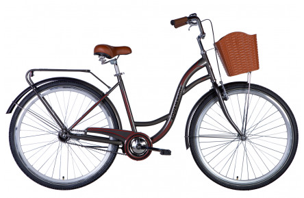 Велосипед сталь 28 Dorozhnik AQUAMARINE гальмівна рама-19" сірий з багажником задн St з корзиною Pl з крылом St 2024