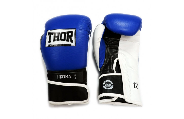 Перчатки боксерские THOR ULTIMATE 16oz /PU /сине-черно-белые