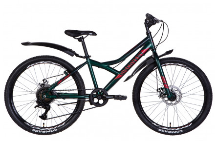 Велосипед 24" Discovery FLINT DD 2022 (темно-зеленый с красным (м))