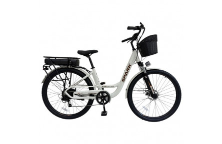 Велосипед з електродвигуном SPARK E-CITY COMFORT 48V/500W/12,8Ah 28" ал18" ам лок-аут диск світло-сірий