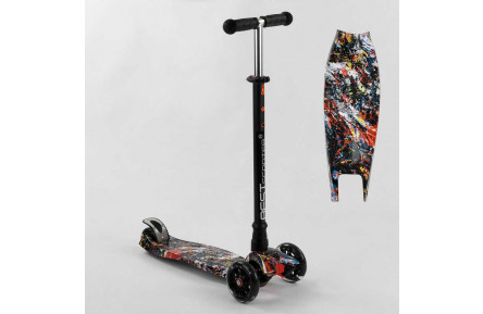 Самокат A 25779 /779-1542 "Best Scooter" 4 колеса PU, СВЕТ, трубка руля алюминиевая, d передних колес = 12 см, d задних колес = 8 см