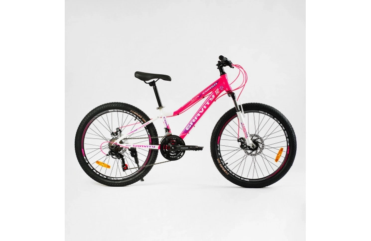 Велосипед Corso Gravity GR-24141 24" 12" біло-рожевий