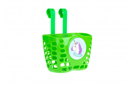 Корзина детская пластиковая на руль ONRIDE Pony Mini зеленая для велосипедов 12-14"