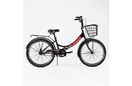 Велосипед складной Corso 24'' Advance A24400 + КОРЗИНА, сталь 14"