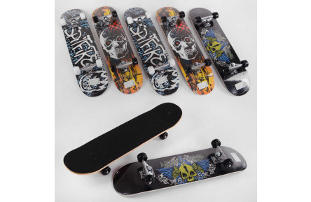 Скейт С 32028 ВЫДАЕТСЯ ТОЛЬКО МИКС ВИДОВ, 6 видов, подшипник АВЕС-9, колеса PU, 5,5см