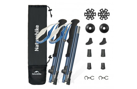 Комплект із п'ятисекційних складаних трекінгових палиць Naturehike CNK2450DS013 Gale Pro, 115-135 см, 2 шт, сині
