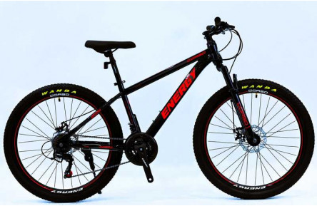 Велосипед Corso ENERGY EN-26203 26" 15" чорно-червоний, обладнання Shimano 21 швидкість