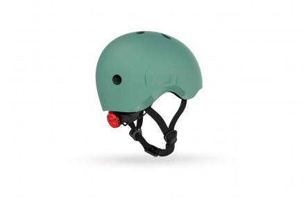 Шолом захисний дитячий Scoot and Ride, сіро-зелений, з ліхтариком, 51-53см