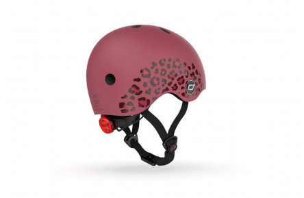Шлем защитный детский Scoot and Ride, вишневый с фонариком 45-51см