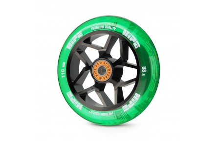 Колесо для трюкового самоката Hipe Star 110мм, black/transparent/green