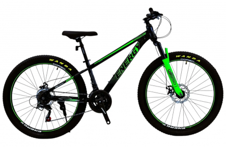 Велосипед Corso 26" ENERGY EN-26174 13" чорно-салатовий, обладнання Shimano 21 швидкість