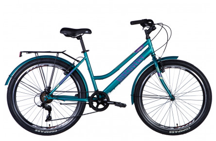 Велосипед ST 26" Discovery PRESTIGE WOMAN рама- " с багажником задн St с крылом St 2024 (синьо-зелений) 