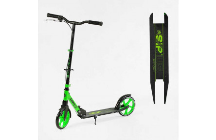 Самокат двоколісний "Skyper" S - 95019 "Sirius", салатово-чорний, колеса PU 200 мм, ручне гальмо