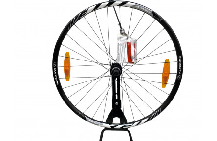 Колесо переднее 26, обод AlexRims Merida 559x18 FV, втулка SHIMANO HB-M435, дисковый тормоз(Centerlock) 32 спицы (нержавейка) Серые