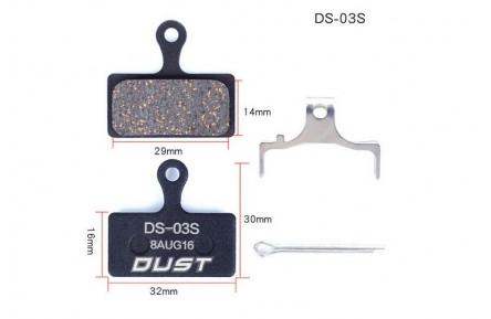 Колодки тормозные полуметалл disc DUST DS-03S Shimano M985/988/785/666/675/615, FSA K-Force DB-XC-9000 и т.д.