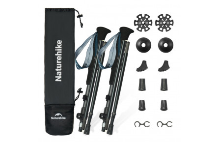  Комплект із п'ятисекційних складаних трекінгових палиць Naturehike CNK2450DS013 Gale Pro, 115-135 см, 2 шт, чорні