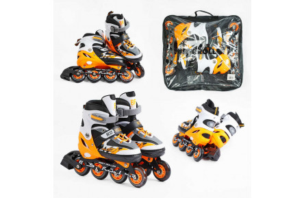 Ролики 64933-L Best Roller /розмір 38-42/ колір – ПОМАРАНЧЕВИЙ (6) колеса PU, ПЕРЕДНЄ КОЛЕСО СВІТЛО, устілка 24.5-26.5 см, d колес – 7 см, в сумці