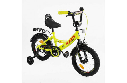 Велосипед 14" 2-х колесный "CORSO" MAXIS CL-14663, сиденье с ручкой, дополнительные колеса