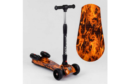 Самокат "Best Scooter" MAXI"89341 с парогенератором МУЗЫКА, ДЫМ, ТУРБИНЫ, пластмассовый, колеса PU 120х40мм, складной алюминиевый руль