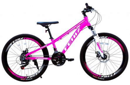 Велосипед Corso Fenix FX-24577 24" 11" розово-белый, оборудование SunRun 21 скорость