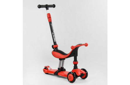 Самокат-велобіг 3в1 триколісний BS-71899 Best Scooter, 3 колеса PU зі світлом, сидіння, амортизатори, батьківська ручка