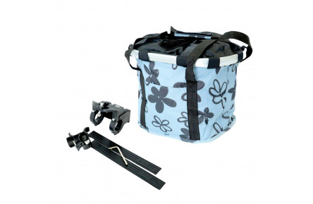 Велосумка корзина BRAVVOS 30x25x25cmсм блакитно-сірий з квітами