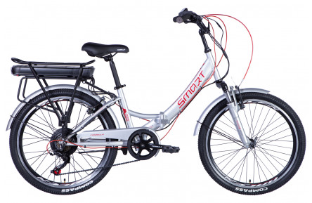 Велосипед з електроприводом 24" сталь Formula eSMART FRW AM Vbr рама-15" 36B 12.5А*г з кріпл. до багажн. 500Вт задн. срiблястий з крылом St 2024