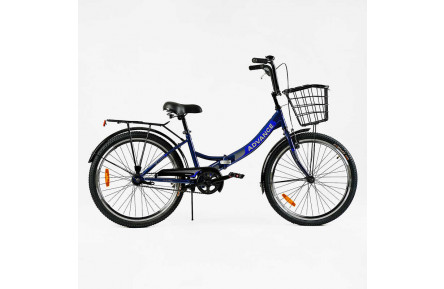 Велосипед складной Corso 24" Advance A24003 + КОРЗИНА, сталь 14"