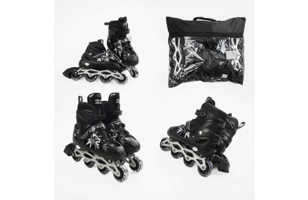 Ролики 45432-L /розмір 39-43/ колір – ЧОРНИЙ (6) колеса PVC, ПЕРЕДНЄ КОЛЕСО СВІТЛО, d – 6.5 см, в сумці