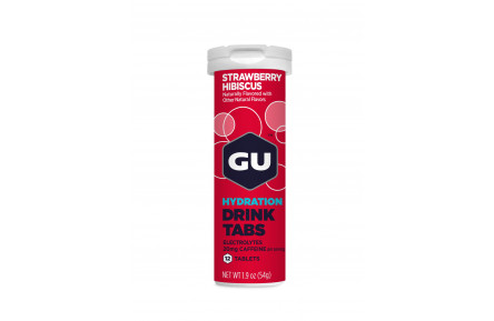 Изотонические таблетки GU Energy Strawberry Hibiscus (с кофеином), 12 шт.