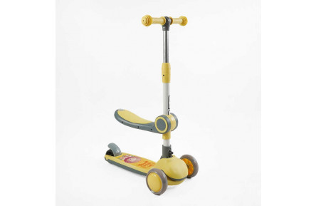 Самокат триколісний з сидінням "Skyper" JT-38754 (6) колеса PU 114х35мм зі світлом, музика та підсвічування платформи, кермо складне