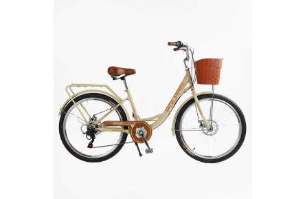 Велосипед городской Corso Polaris 26" PS-72411 + КОРЗИНА сталь 16.5"
