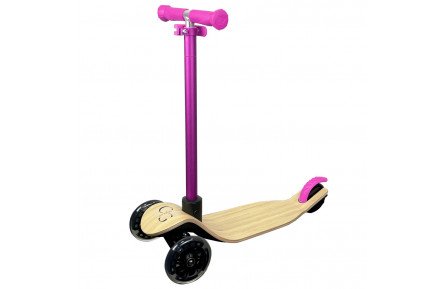 Самокат детский 3х колесный GreenGo Wood Pink