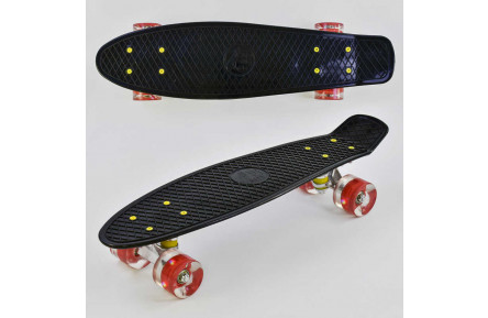 Скейт Пенни борд 0990 Best Board, ЧЕРНЫЙ, доска = 55см, колеса PU со светом, диаметр 6 см