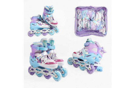 Ролики 6041-08 S розмір 29-33 (6) колір Фіолетовий, устілка 18-21 см, колеса PU, d коліс – 6 см, підсвічування коліс, в сумці
