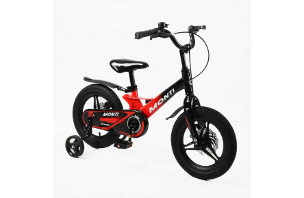 Велосипед 14" дюймів 2-х колісний Corso «Monti» MT-14887 (1) МАГНІЄВА РАМА, ЛИТІ ДИСКИ, ДИСКОВІ ГАЛЬМА, зібран на 75