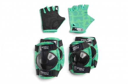 Захист для дітей Green Cycle Flash наколінники, налокітники, рукавички, зелений