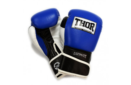 Перчатки боксерские THOR ULTIMATE 16oz /PU /сине-черно-белые