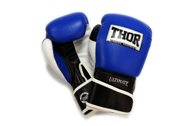 Перчатки боксерские THOR ULTIMATE 16oz /PU /сине-черно-белые