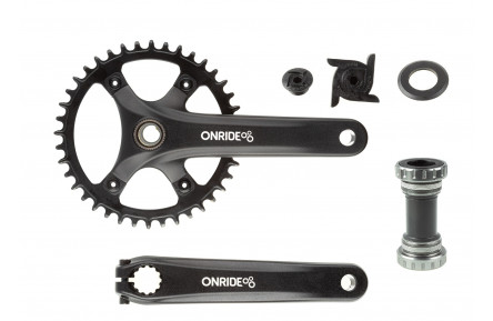 Шатуни ONRIDE Solo Pro 1120, Hollowtech, 170 мм, 40Т, BCD 110 мм, на 11/10/9 шв., з кареткою, чорний