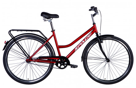 Велосипед сталь 28" SPACE VOYAGER (049) гальмівна рама-19" рубіновий з багажником задн St з крылом St 2024