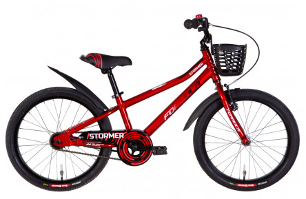 Велосипед алюміній 20 Formula STORMER гальмівна рама-10" червоний з чорним та білим з корзиною Pl з крилом Pl 2024