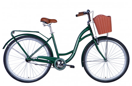 Велосипед ST 28" Dorozhnik AQUAMARINE гальмівна з багажником задн St з кошиком Pl з крилом St 2024 (зелений)