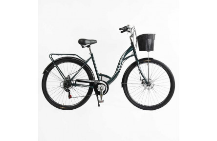 Велосипед міський Corso Liberty 28" LR-28193 + КОШИK, ТЕМНО-ЗЕЛЕНИЙ, сталь 20"