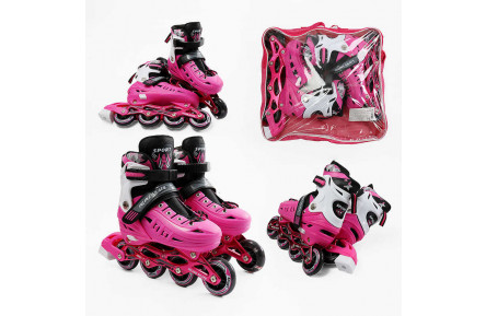 Ролики 9244 M розмір 34-38 колеса PU, d – 7 см, алюмінієва рама, підшипник ABEC-7