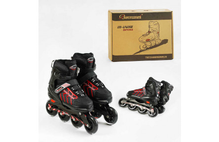 Ролики 81511-XL размер 42-44 цвет КРАСНЫЙ, колеса PU, d – 9 см, алюминиевая рама, подшипник ABEC-7