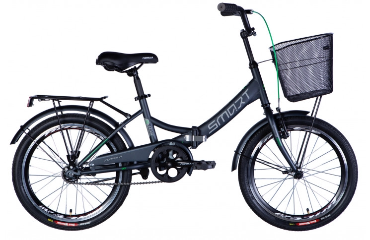 Велосипед уцінений Високоміцна сталь 20" Formula SMART рама-13" сірий з багажником задн St з корзиною Pl з крилом St 2024